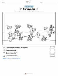 Prévia da folha de atividades imprimível Paraquedas