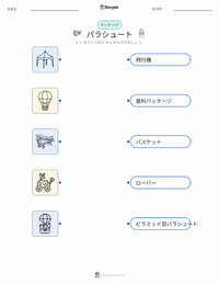 パラシュート の子供向け印刷可能ワークシート