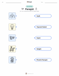 Paraşüt çocuklar için yazdırılabilir çalışma sayfası