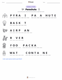 Parachute printable worksheet preview