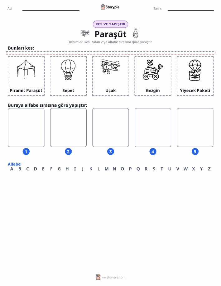 Kes & Yapıştır Alfabe