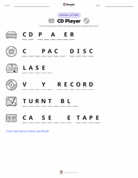 CD Player printable worksheet preview