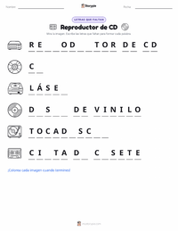 Vista previa de la hoja de trabajo imprimible de Reproductor de CD