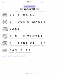 Aperçu de la feuille de travail imprimable Lecteur de CD