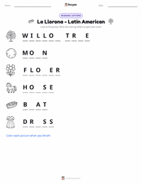 La Llorona - Latin American printable worksheet preview