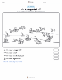 Autogordel afdrukbare werkblad voorbeeld