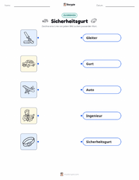 Sicherheitsgurt druckbare Arbeitsblatt für Kinder