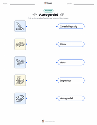 Autogordel afdrukbare werkblad voor kinderen
