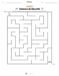 Aperçu de la feuille de travail imprimable Ceinture de sécurité