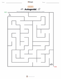 Autogordel afdrukbare werkblad voorbeeld