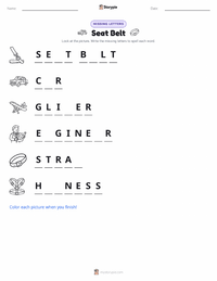 Seat Belt printable worksheet preview
