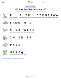 Podgląd drukowalnego arkusza ćwiczeń Pas bezpieczeństwa