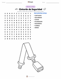 Vista previa de la hoja de trabajo imprimible de Cinturón de Seguridad
