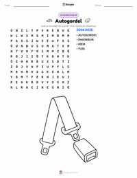Autogordel afdrukbare werkblad voorbeeld