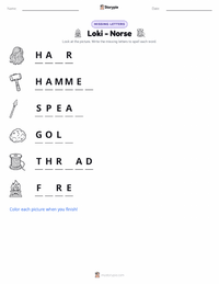Loki - Norse printable worksheet preview
