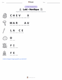Aperçu de la feuille de travail imprimable Loki - Nordique