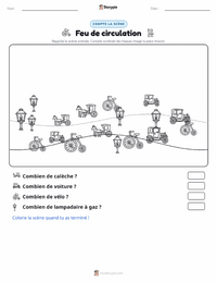 Aperçu de la feuille de travail imprimable Feu de circulation
