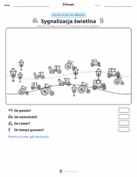 Podgląd drukowalnego arkusza ćwiczeń Sygnalizacja świetlna