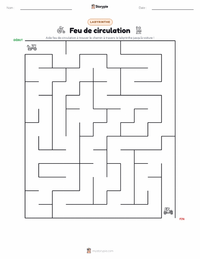 Aperçu de la feuille de travail imprimable Feu de circulation