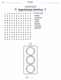 Podgląd drukowalnego arkusza ćwiczeń Sygnalizacja świetlna