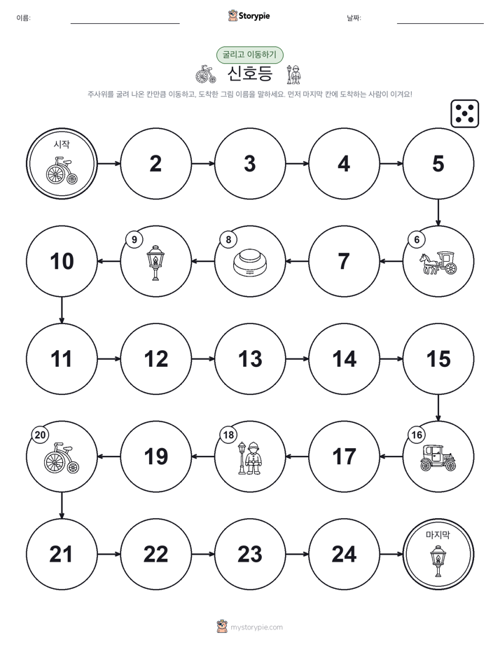 주사위 굴리고 이동하기 게임