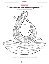 Maui and the Fish Hook - Polynesian printable worksheet preview