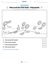 Maui and the Fish Hook - Polynesian printable worksheet preview