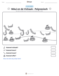 Māui en de Vishaak - Polynesisch afdrukbare werkblad voorbeeld