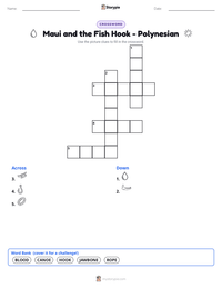 Maui and the Fish Hook - Polynesian printable worksheet preview