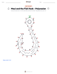 Maui and the Fish Hook - Polynesian printable worksheet preview