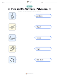 Maui and the Fish Hook - Polynesian printable worksheet preview