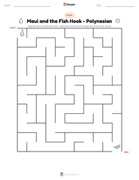 Maui and the Fish Hook - Polynesian printable worksheet preview