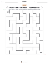 Māui en de Vishaak - Polynesisch afdrukbare werkblad voorbeeld