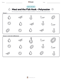 Maui and the Fish Hook - Polynesian printable worksheet preview