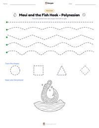 Maui and the Fish Hook - Polynesian printable worksheet preview