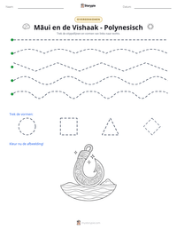 Māui en de Vishaak - Polynesisch afdrukbare werkblad voorbeeld