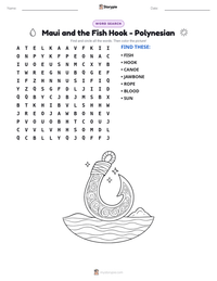 Maui and the Fish Hook - Polynesian printable worksheet preview