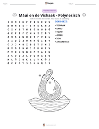 Māui en de Vishaak - Polynesisch afdrukbare werkblad voorbeeld