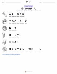 Wrench printable worksheet preview