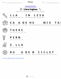 Vista previa de la hoja de trabajo imprimible de Llave inglesa