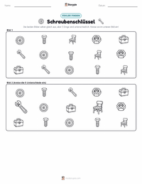 Schraubenschlüssel druckbare Arbeitsblatt Vorschau