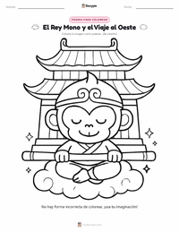 Página para colorear de El Rey Mono y Viaje al Oeste - Chino para niños