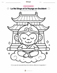 Page de coloriage Le Roi Singe et la Pérégrination vers l'Ouest - Chinois pour les enfants