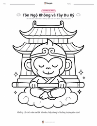 Trang tô màu Tôn Ngộ Không và Tây Du Ký - Trung Quốc cho trẻ em