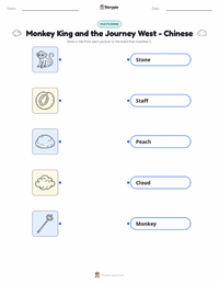 Monkey King and the Journey West - Chinese printable worksheet for kids