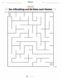 Affenkönig und die Reise nach Westen - Chinesisch druckbare Arbeitsblatt Vorschau