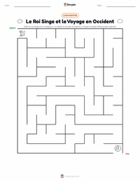 Aperçu de la feuille de travail imprimable Le Roi Singe et la Pérégrination vers l'Ouest - Chinois