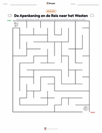 Apenkoning en de Reis naar het Westen - Chinees afdrukbare werkblad voorbeeld