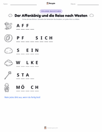 Affenkönig und die Reise nach Westen - Chinesisch druckbare Arbeitsblatt Vorschau