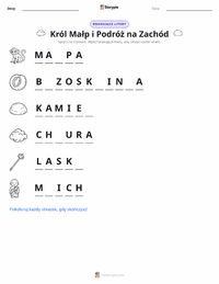 Podgląd drukowalnego arkusza ćwiczeń Małpi Król i Wędrówka na Zachód - Chiński